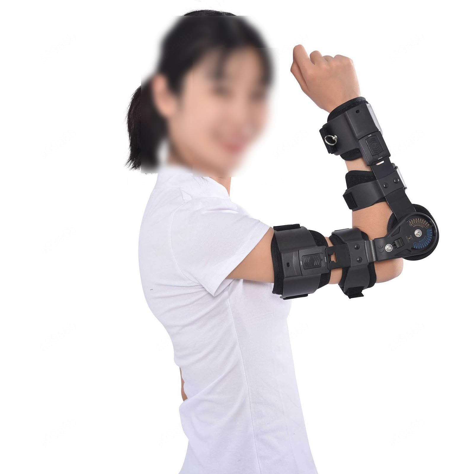 PopieL Tutore Gomito Regolabile Omero Tutore Fisso Traspirante Avambraccio Sling Superiore per Uomo Donna Gomito Stecca Immobilizzatore per Chirurgia Lussata, Recupero da Infortuni al Braccio,90°