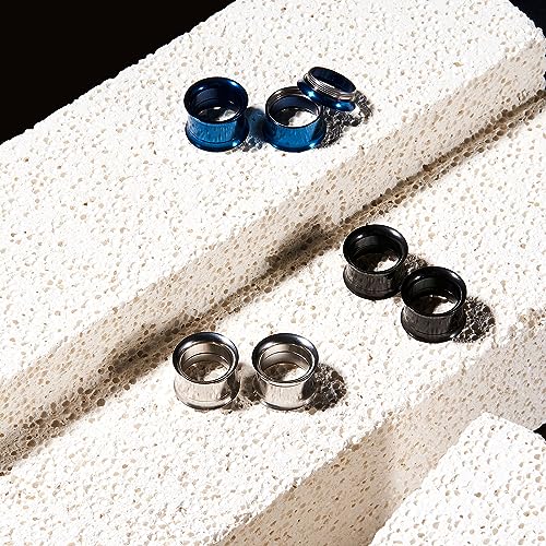 Longbeauty 6er Set/3-Farben Edelstahl Flesh Tunnel Set Schraubverschluss Ohr Expander Ohrplugs Stil B 12mm