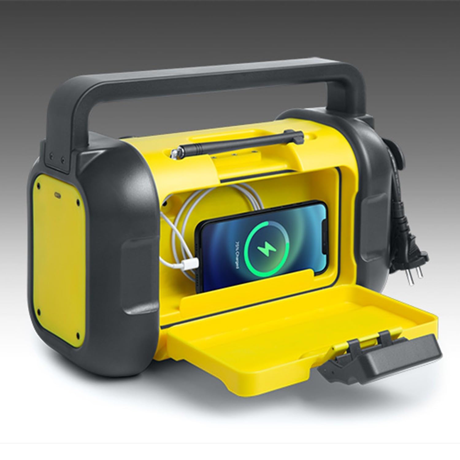 Radio de Chantier Robuste - Muse M-928 BTY - étanche à la poussière et aux éclaboussures (IP64), Bluetooth, Radio FM, Noir/Jaune