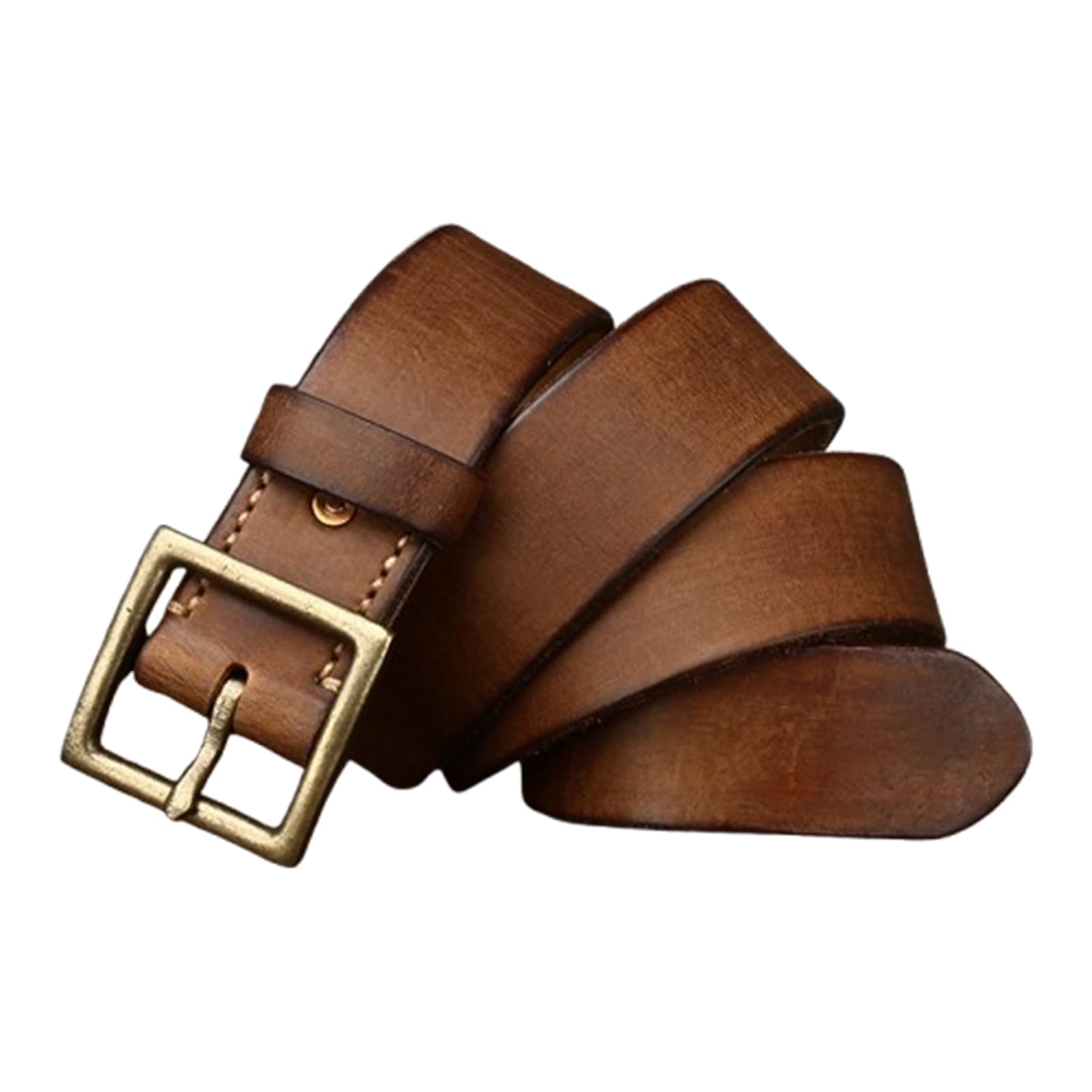 Cintura vintage in pelle da uomo e donna, 41 mm, fibbia quadrata dorata - stile cowboy cowgirl, for abito, jeans, outfit concerto country