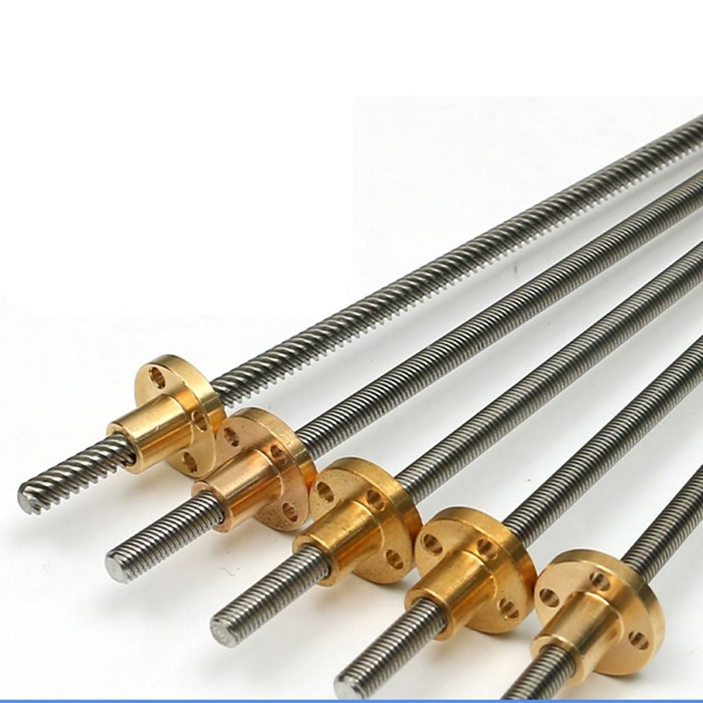 Trapezgewindemutter, T6-Gewindespindel, Trapezgewindespindel aus Edelstahl mit Kupfermutter, Steigung 1mm/2mm, Steigung 1mm/2mm/4mm/6mm/12mm, 1Stk.(Pitch 1mm Lead 4mm,1000mm)