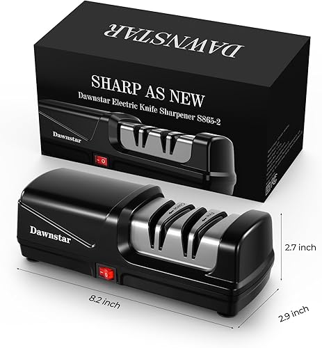 Miniatura 8 de Afilador de cuchillos eléctrico de diamante para cuchillos de cocina de acero inoxidable y cerámica, caja de recolección de polvo de metal, mango