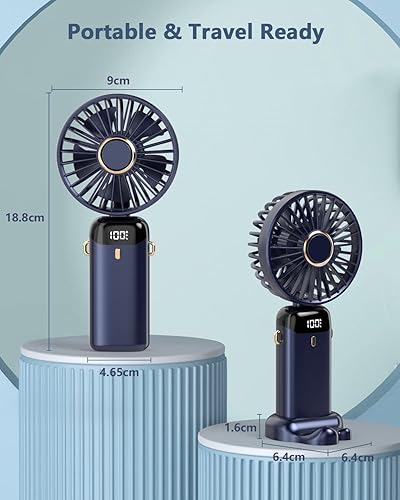 Miniatura 7 de Mini ventilador de mano, ventilador de escritorio USB, pequeño ventilador de mesa portátil personal de 5 velocidades con batería recargable USB,