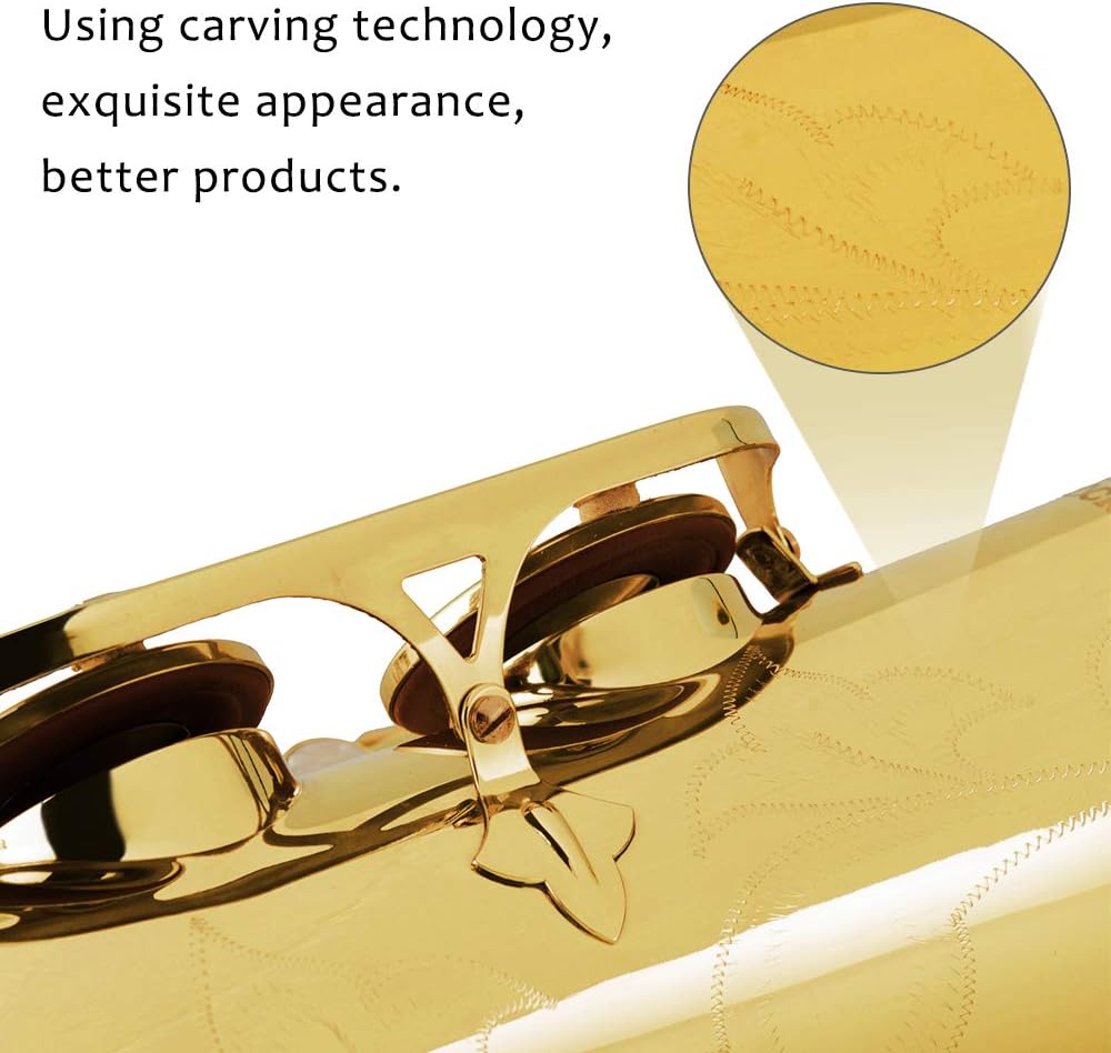 EASTROCK Tenor Saxophone Golden B Flat Tenor Sax Professional Tenor Saxophone for Beginners Students and Musicians with Carrying Case,Mouthpiece,Reeds,Cushion Pads,Cleaning Kit,Neck Strap