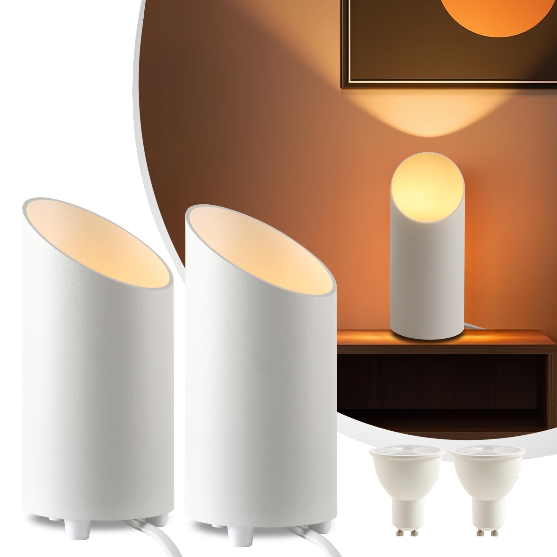 Uplight Spot 2 Stück Weiß, Led Bodenstrahler Mit Fußschalter, Indirekte Beleuchtung Innen Wohnzimmer, 3 Farbtemperaturen Bodenleuchte, Led Gu10 Lampe, 6W 700lm