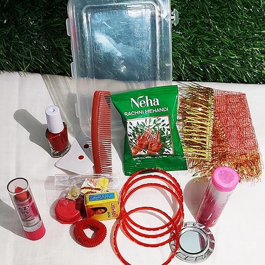 Mate Ka Shringar Kit Or Devi Solah Shringar Kit with Plastic Box 16 Shingar (Items)