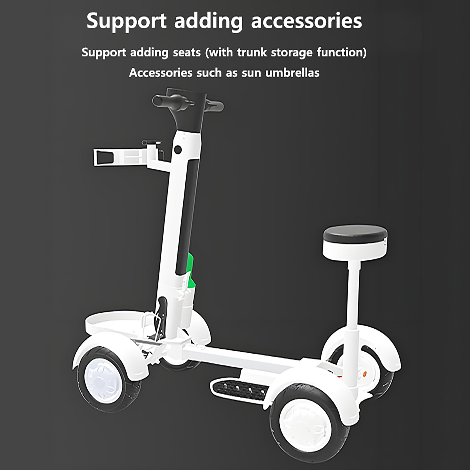 Poussette Golf Électrique avec Pédale,Scooter Golf Plié À 4 Roues avec Poignée,Support Marche Avant/arrière, Stationnement en Pente Facile, Portée Jusqu'à 30km,Charge 200kg, pour Terrain
