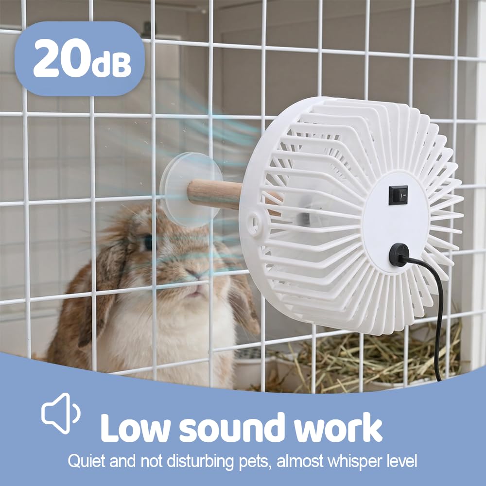 Ventilateur Pour Animaux Ultra-silencieux 20dB, Ventilateur Brise-vent Deux Vitesses, Refroidisseur USB Anti-morsure, Pour Cage Oiseau Lapin Hamster Petit Animal