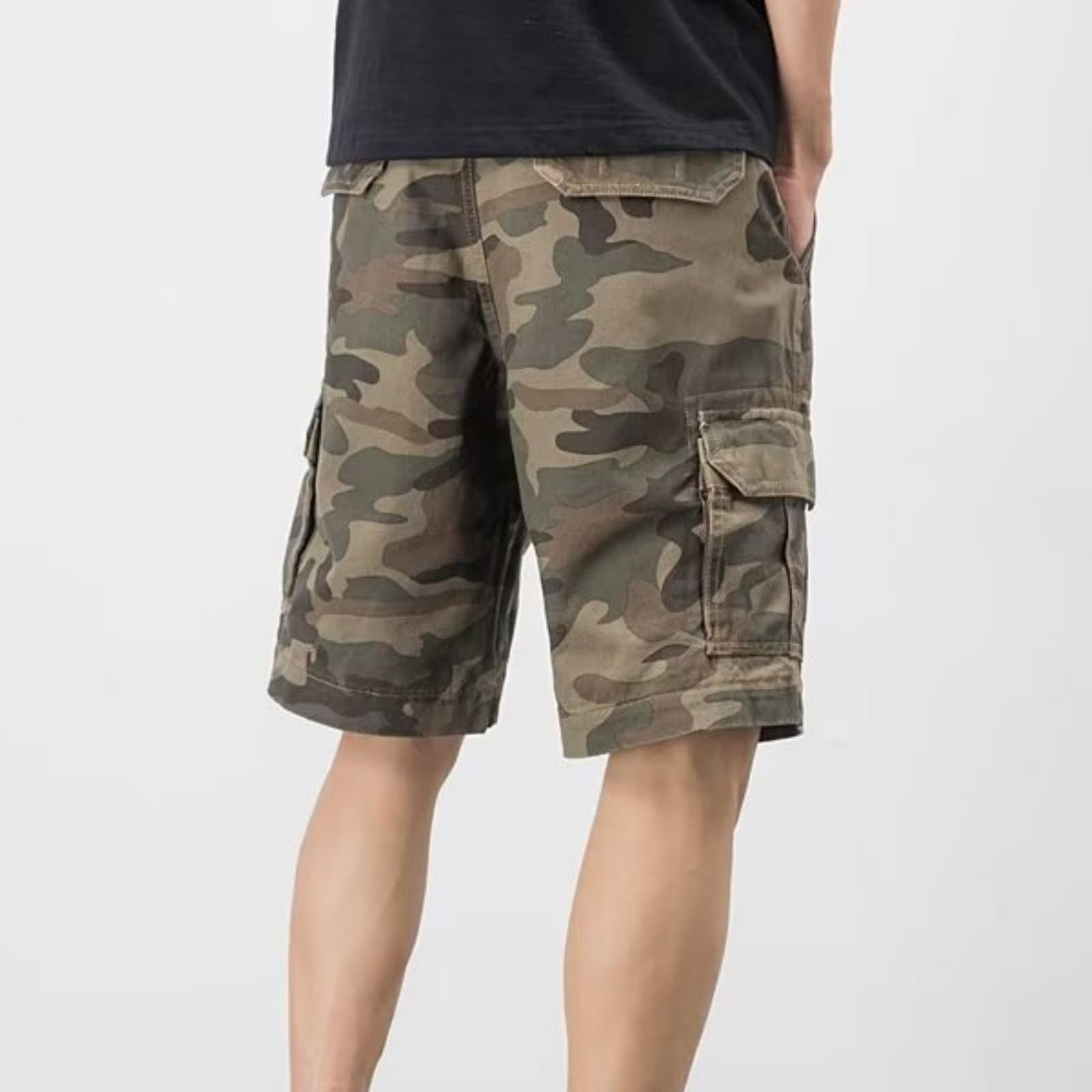 Pantalon De Travail Homme Impermeable Cargo Elastique avec Multipoches Rallonge Bas Jogging Short Chantier Court Sport Léger Été Baggy Randonnée Élastique Bermuda