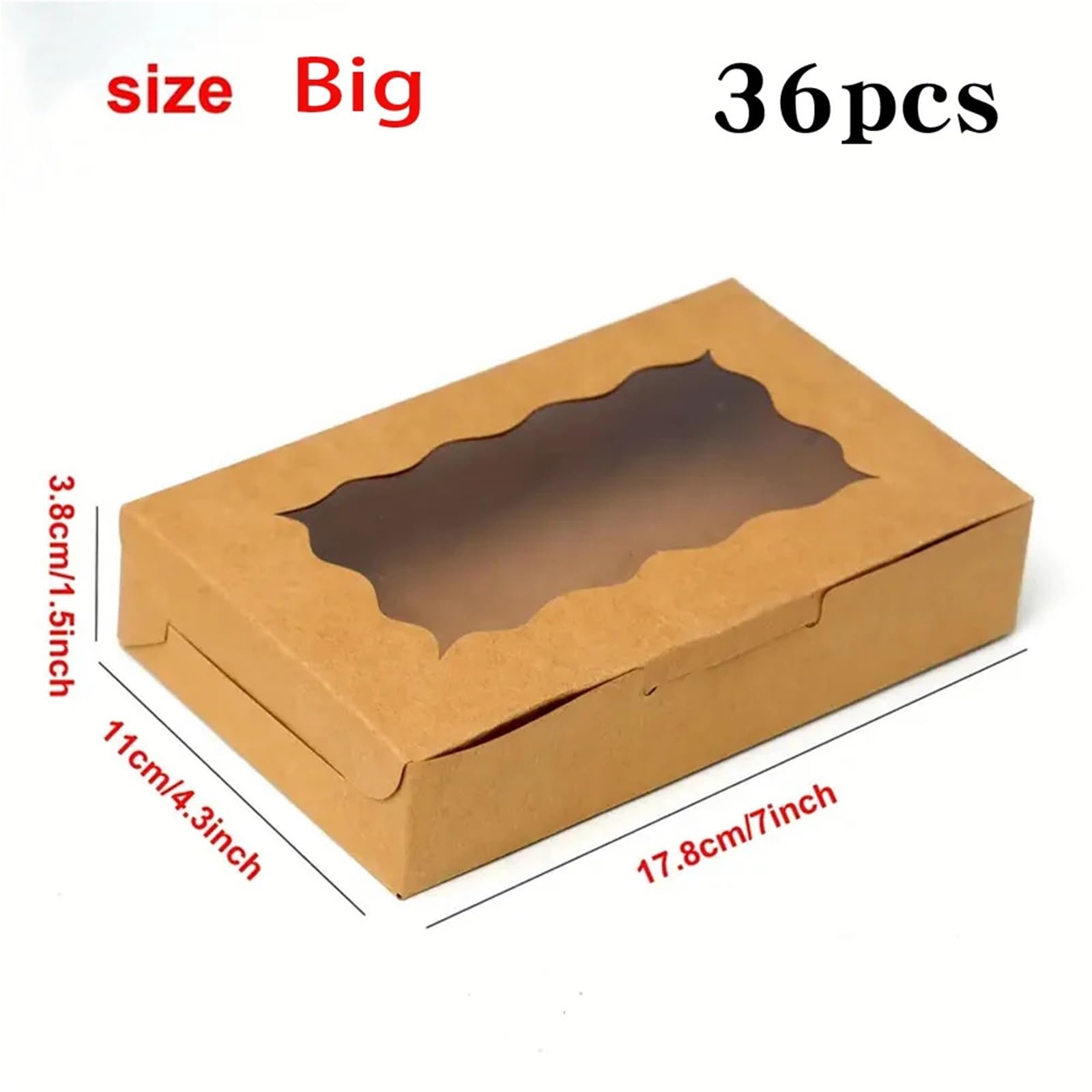 Cajas de panadería con ventana transparente 36 Uds., caja for galletas y pastelería, de panadería Kraft con ventana transparente for postres(Biscuit box (large))