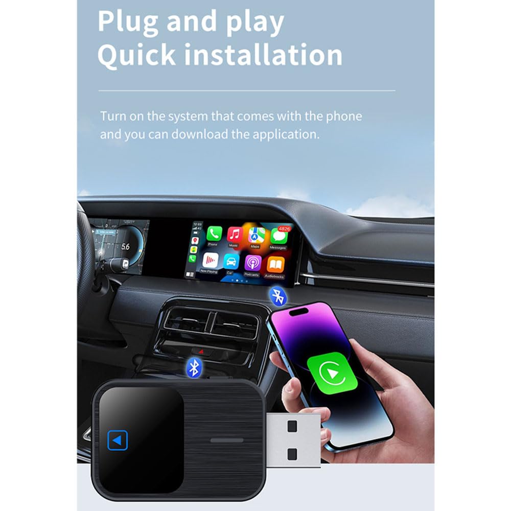 CarPlay bezprzewodowy adapter do VW CC 2016-2018, ulepszona konwersja przewodowa na bezprzewodowy adapter samochodowy Dongle, Plug & Play, automatyczne połączenie