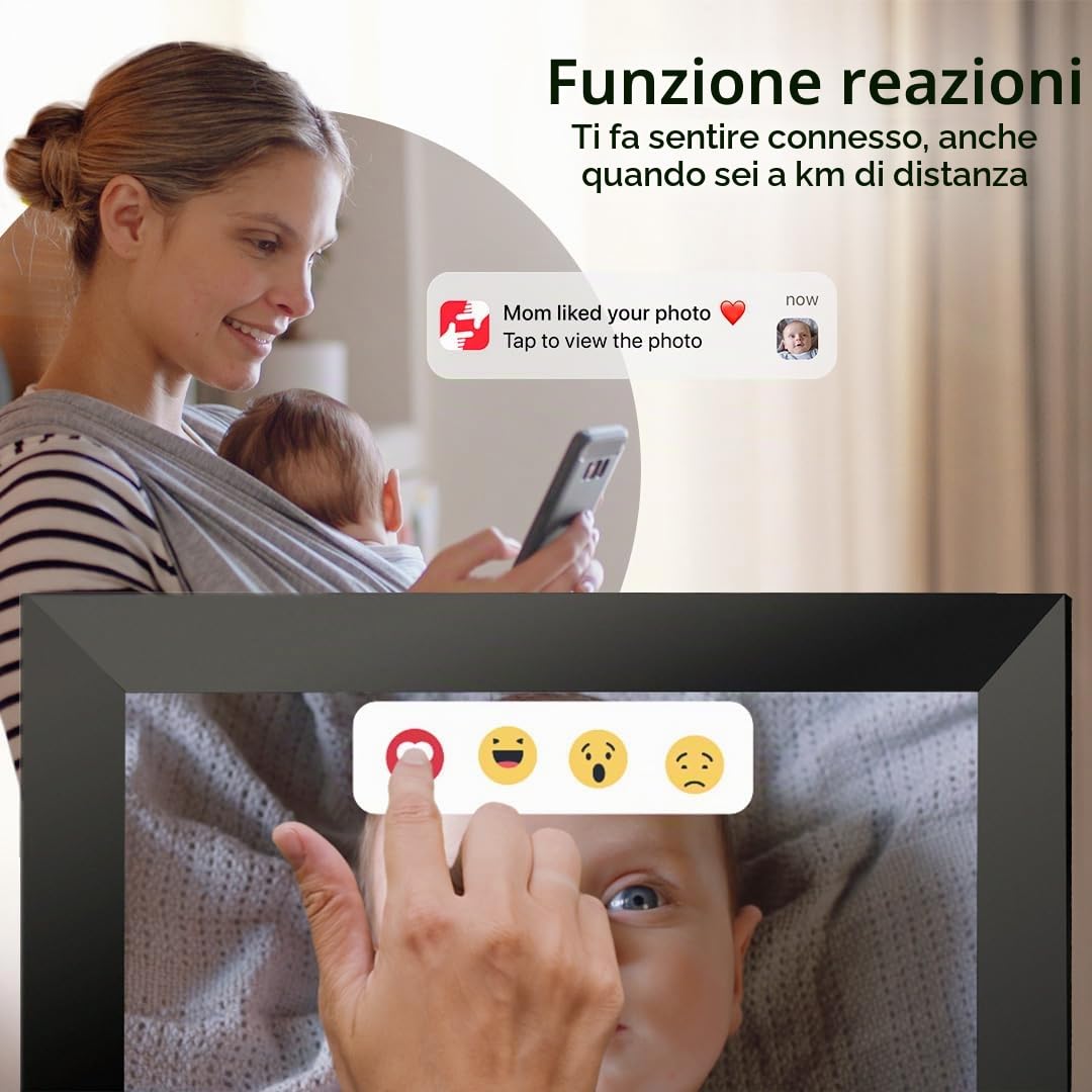 Silvergear® Cornice Digitale WiFi 10,1 Pollici | Touchscreen HD | Porta Foto Digitali con App | 10W Potenza | Design Moderno