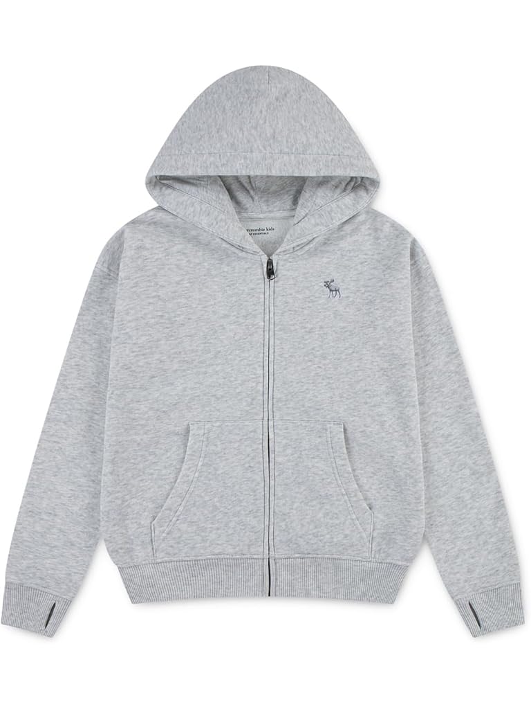 White Abercrombie & Fitch Essentials Full Zip Hoodie (Big Kid)