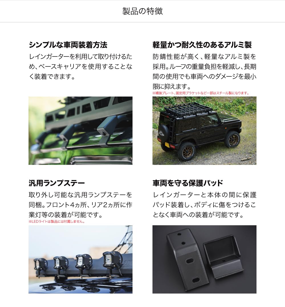 Amazon.co.jp: スクエアルーフラック ジムニーJB64 シエラJB74 ノマド