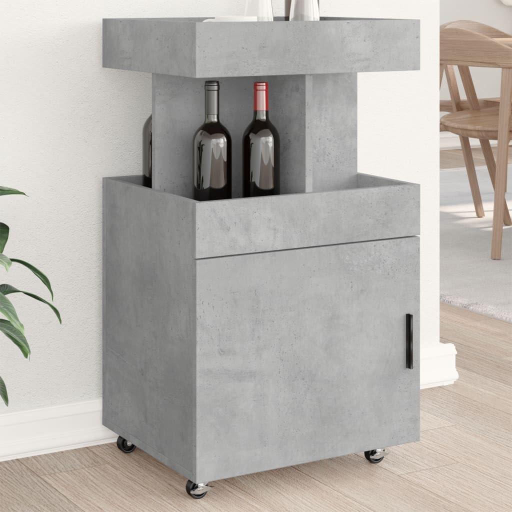 vidaXL Carrello Bar Grigio Cemento 50x41x89 cm in Legno Multistrato