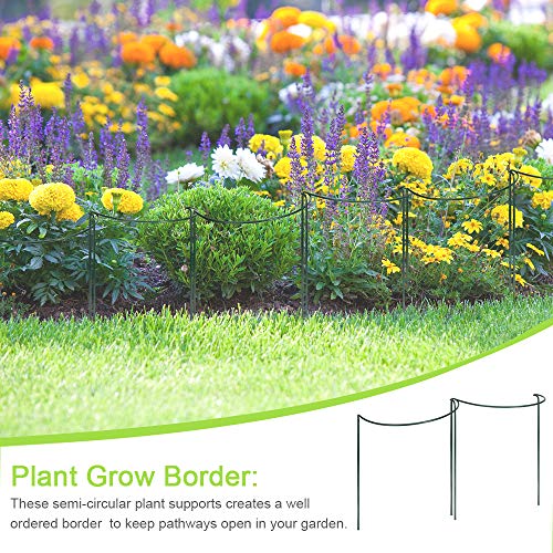 IPSXP Plant Support Stake, 8-Pack Half Round Metal Garden Plant Supports, Green Garden Plant Support Ring, Garden Border Supports, Plant Support Ring Cage for Tomato, Roses, Hydrangea, Flowers Vine - Thumbnail 7