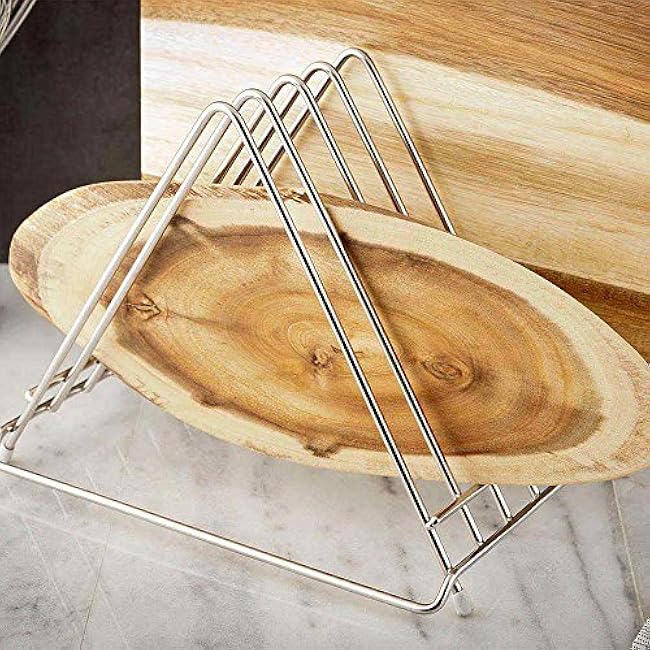 Restaurantware-13.5 x 10.5 x 10.6 Inch Cutting Board Organizer, 1 Cutting Board Holder - 6 Slots, Kitchen Organizer for Plates, Baking Sheets, Pans, Or Pot Lids, Stainless Steel Cutting Board Stand