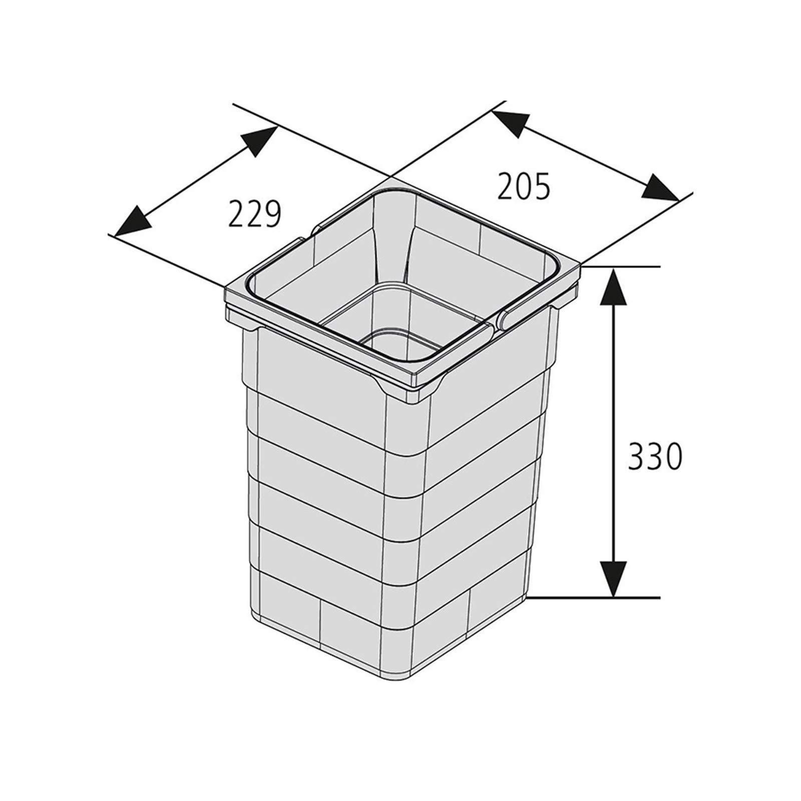Ninka Abfalltrennsystem eins2vier KB 500 mm, Seitenstärke 16 mm Höhe 330 mm 2x 11,5L, 1x 25L, 1x 50er Bodenplatte, 1x 50er Deckelplatte, 2x Führungsleiste alugrau für Tandembox von SO-TECH®