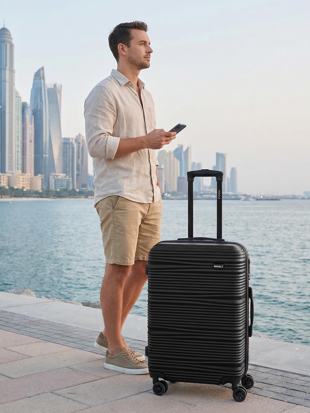 REDOLZ mittelgroßer Hartschalen Check-in Koffer | Trolley 43 x 26 x 67 cm aus hochwertigem ABS-Material | Ultra-leicht nur 3,3 kg für Damen & Herren | 4 Doppelrollen & TSA-Schloss (Essentials 16)