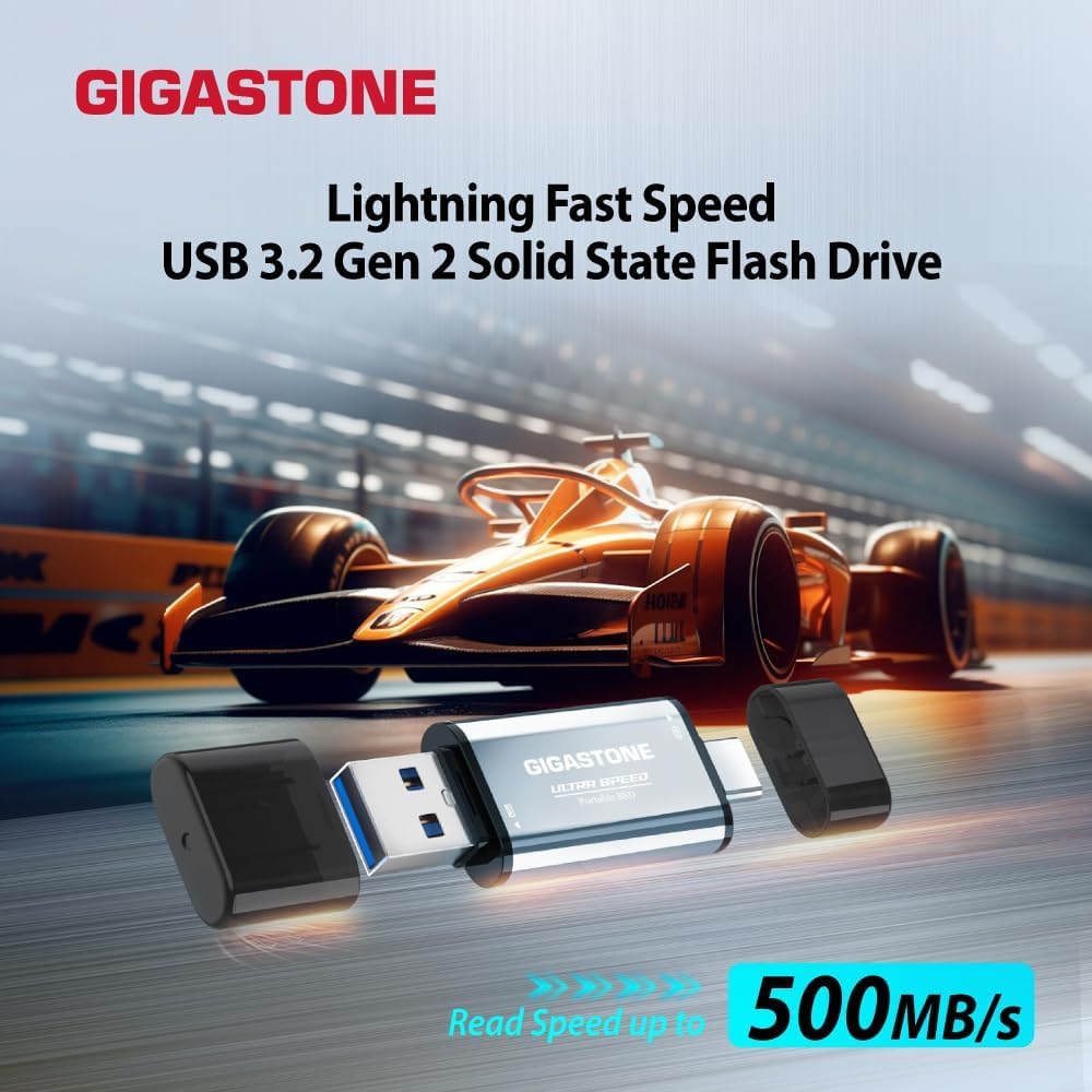 Gigastone SSD 1TB USB-A+C 500MB/s Portatile - Dettaglio