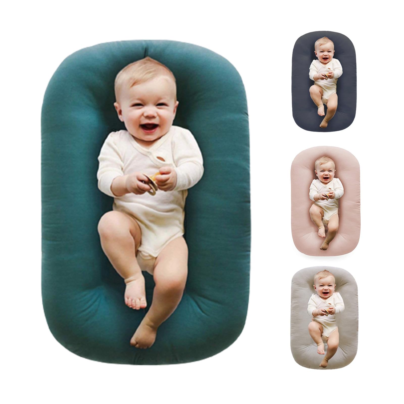 Baby Lounger Pillow for Newborn Cover,Loevin Infant Lounger Pillow Cover Co-Sleeping Baby Bed,Newborn Lounger Pillow Cover for Boys & Girls 0-12 Months-Peacock Green