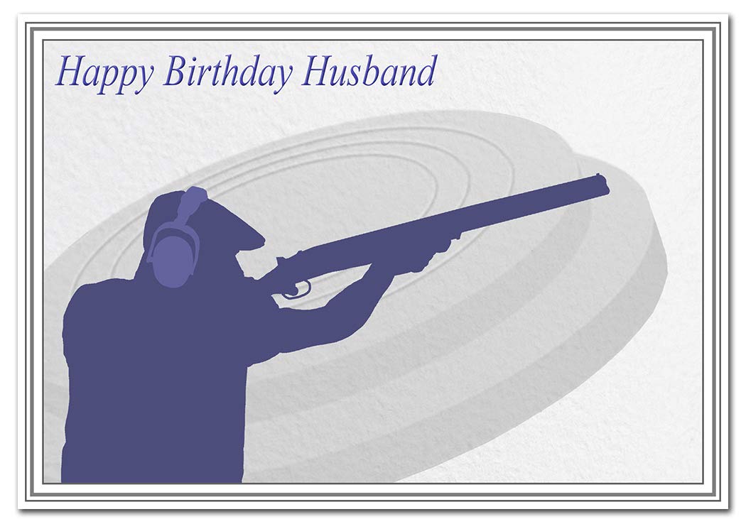 Shooting Birthday Cards for him - Unusual Unique Cool Special - Men Male (Husband Birthday Card – Clay Pigeon Shooting)