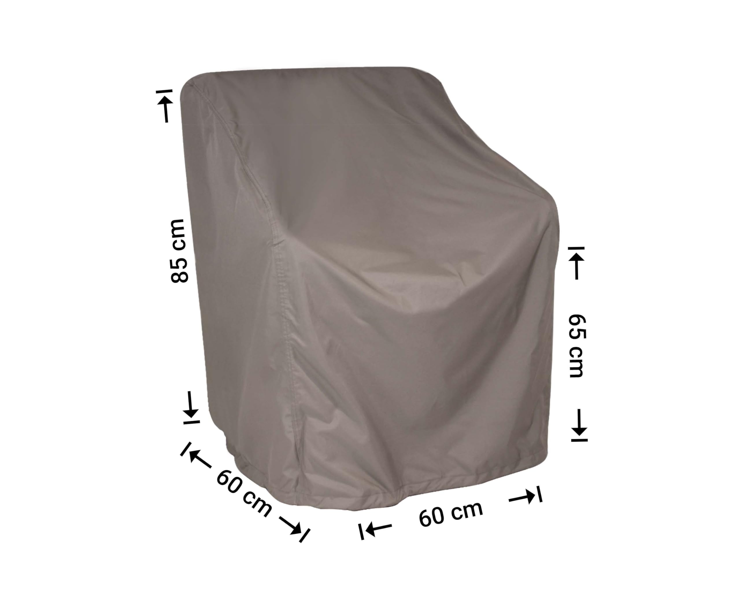 Abdeckhaube für Gartensessel 60 x 60 H: 85/65 cm | Atmungsaktiv | Wasserdicht | UV - beständig | Doppelt genähte, PU-versiegelte Naht | Elastischer Kordelzug |