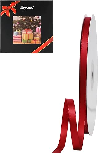 LIUYAXI Cinta de satén roja de doble cara, 14 pulgadas x 50 yardas, cintas finas perfectas para envolver regalos, tarjetas de invitación de boda,