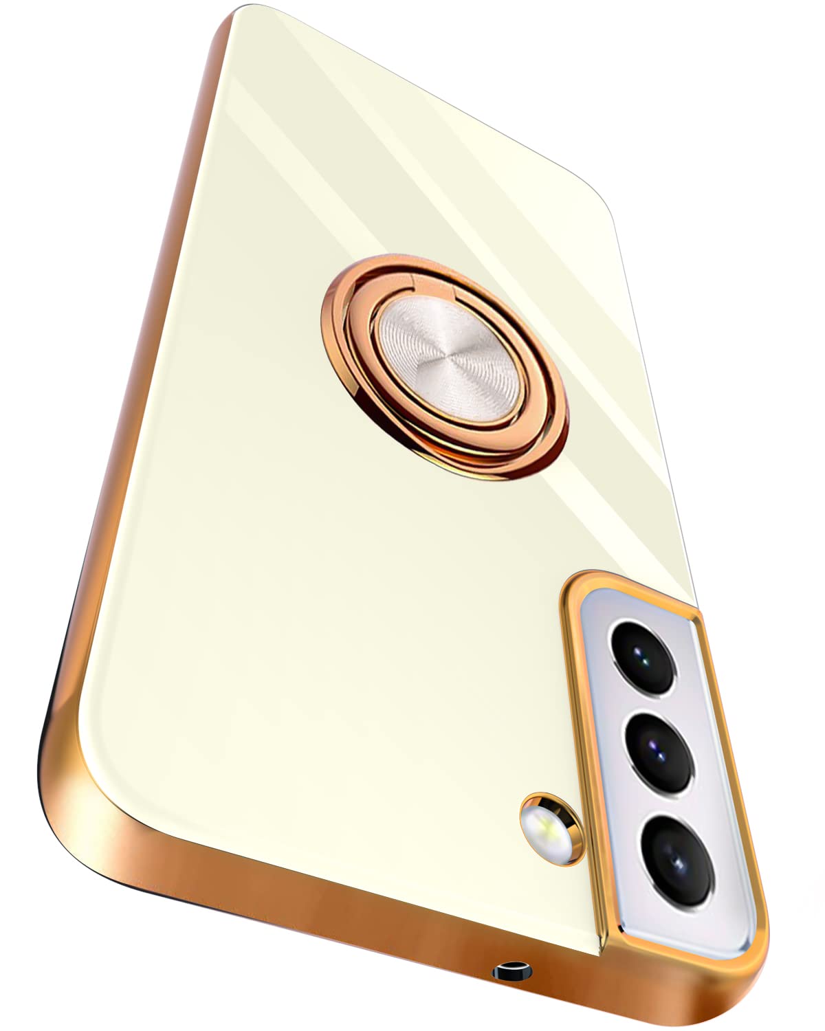 Tnarru Compatible for Samsung Galaxy S22 Case with Ring Holder Kickstand [with Magnetic] Soft TPU Shockproof Electroplated Protective Phone Case for