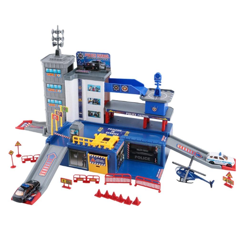 Amazon.co.jp: 立体駐車場子供のおもちゃ駐車場ガレージ警察駐