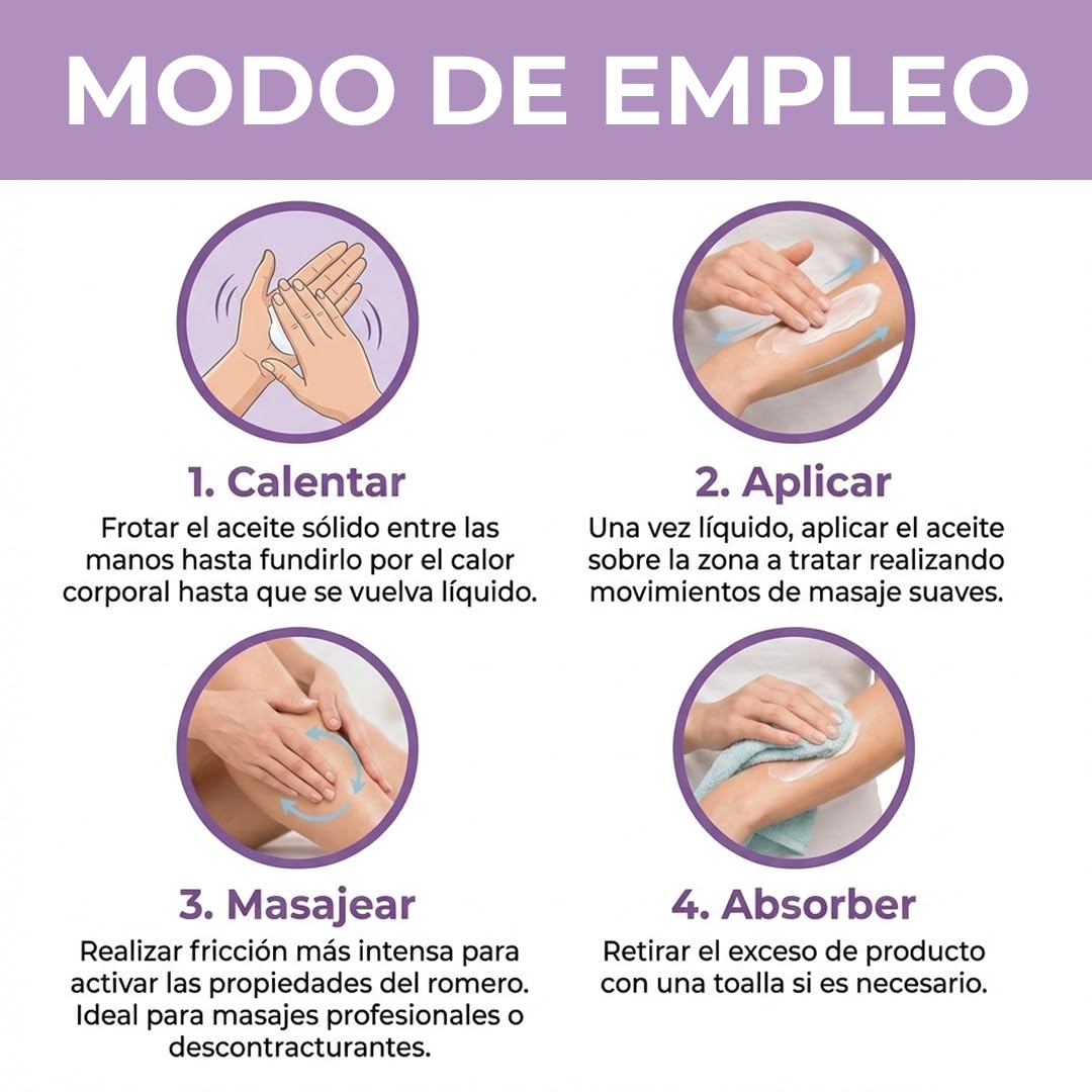 PHYSIOCEUTICALS - Aceite Sólido con Romero para Masaje 1000ml - Relajación Profesional para Fisioterapia y Quiromasaje - Se Funde al Contacto con la Piel