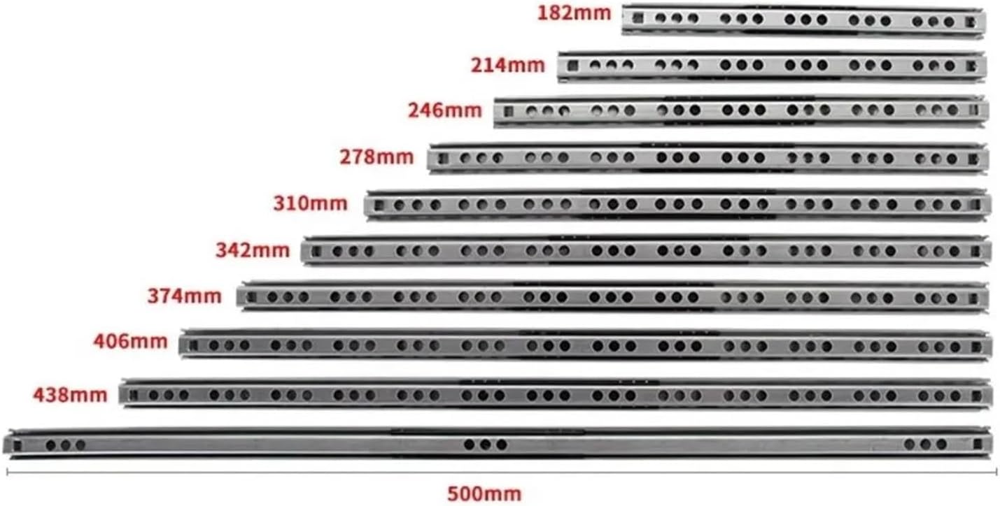 Full Extension Drawer Slides 2pcs 17mm Wide Two Way Drawer Slides Full Extension Furniture(342mm-14inch)