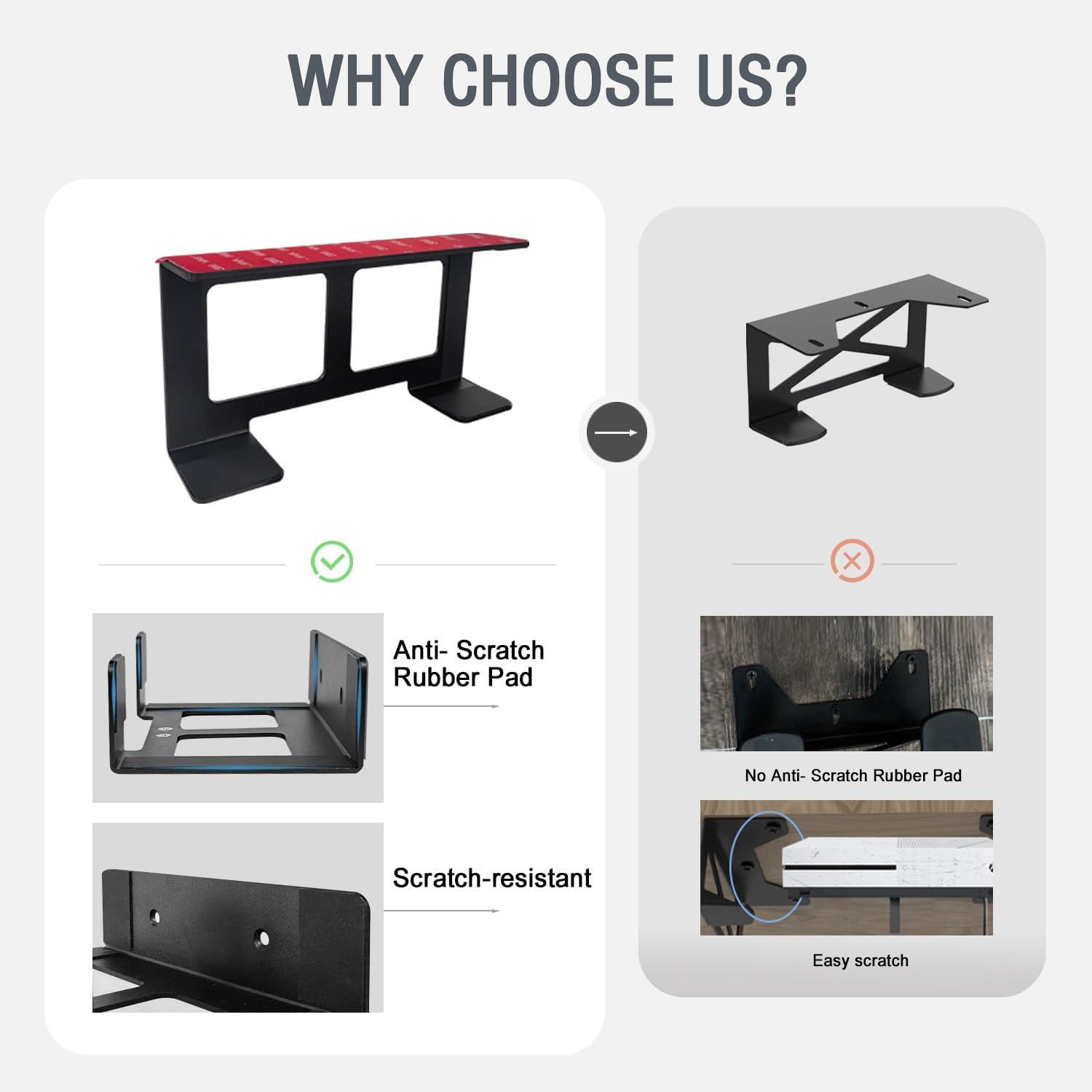 Aluminum Under Desk Mount Compatible with Xbox Series S, Xbox One S/X, Xbox 360, Securing Under Desk Bracket with Detachable Controller & Headphone Holder Kit No Drill (Black)