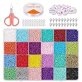 ZWOOS 12000 Piezas Cuentas de Colores 3mm Mini Cuentas Abalorios Cristal y 7mm Abalorios Letras Redondas Cuentas Alfabeto y Abalorios Cristal para DIY Pulseras Collares Bisutería (24 Colores)