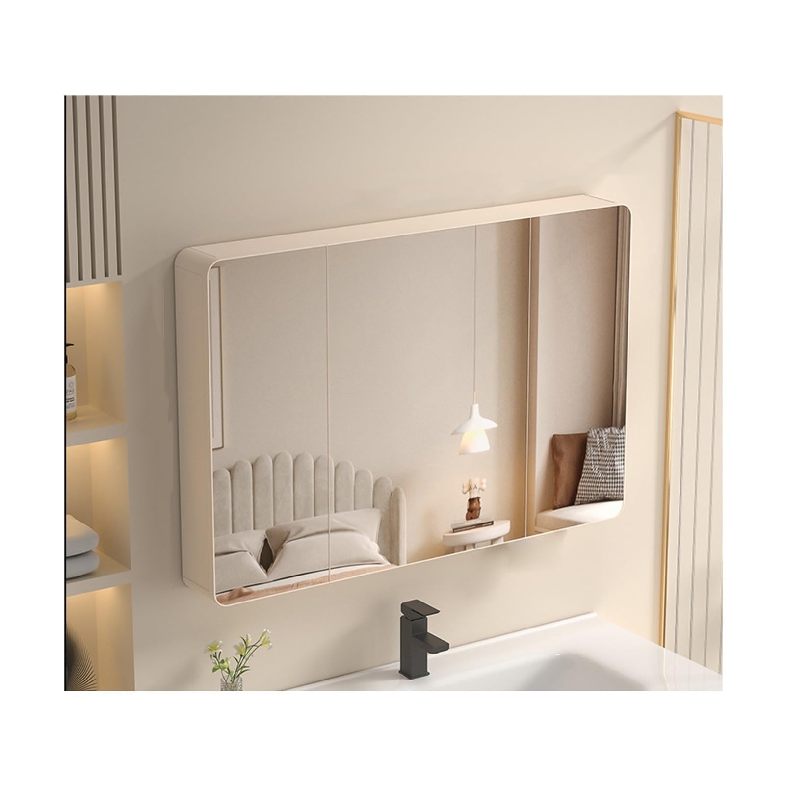 FGXHHS Wall-Mounted Cabinet with Double Doors, Khaki 90cm - Stylish Storage Cupboard, Space-Saving Wall for nized Essentials