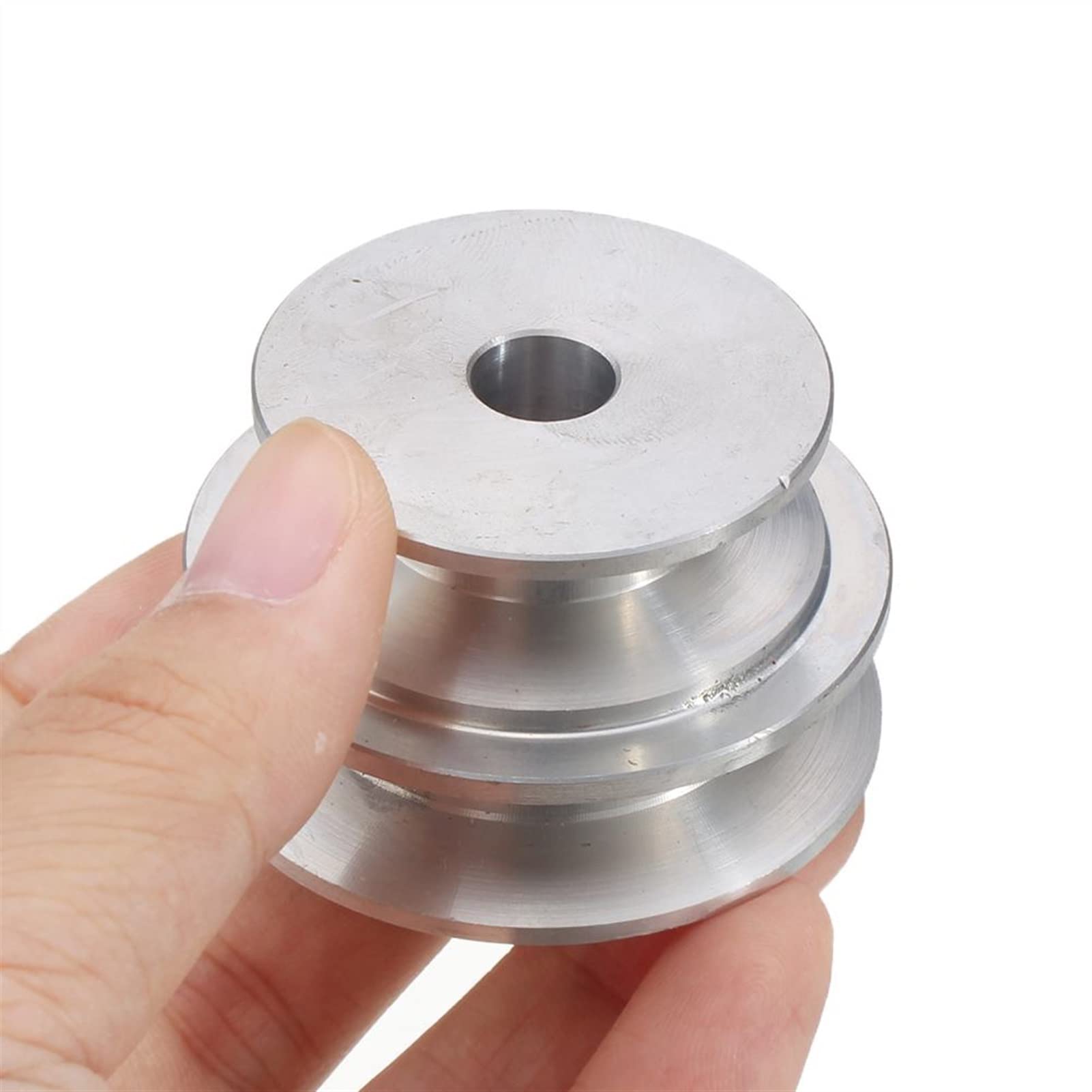 CHANCS Double Groove Aluminum Alloy V-Groove Belt Pulley 80mm OD 8mm Fixed Bore Pulley For Motor Shaft Drilling Machine 6mm 1 4 Pu Round Belt - View #4