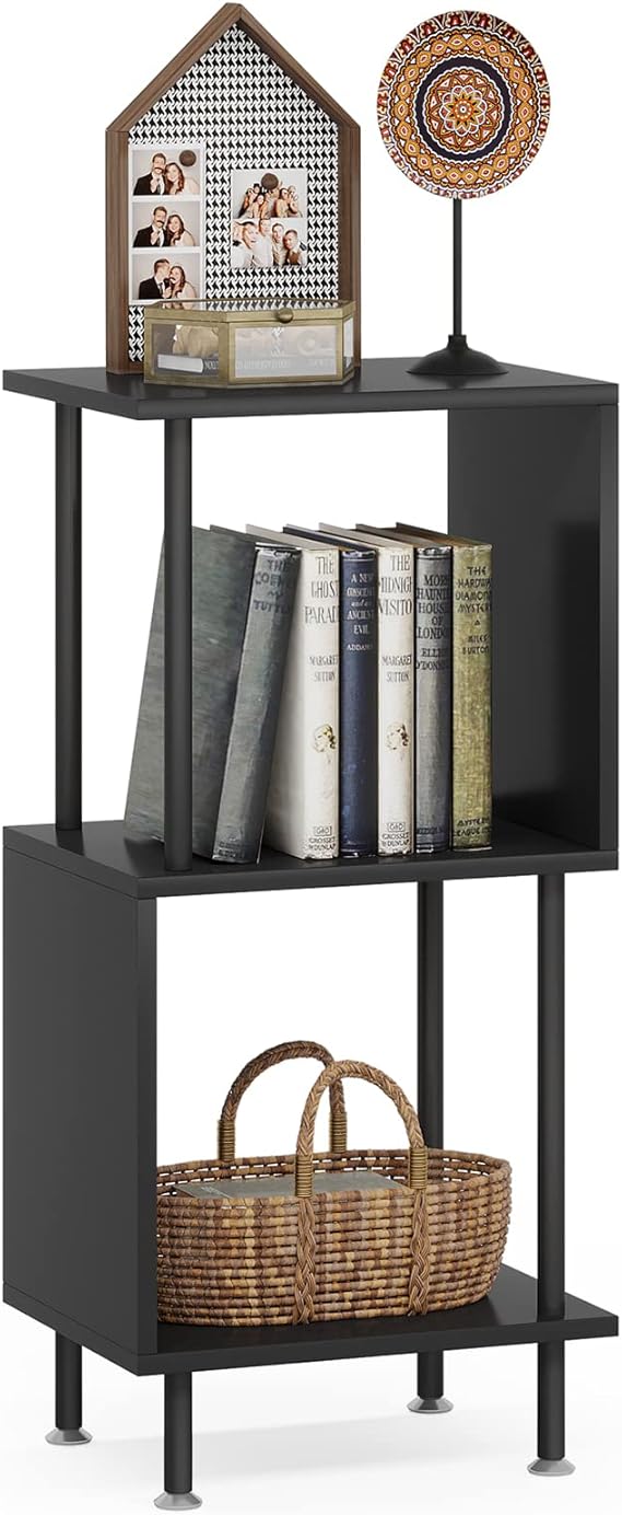 Hosfais SShaped Bookshelf, 3 Tier Bookcase, Small