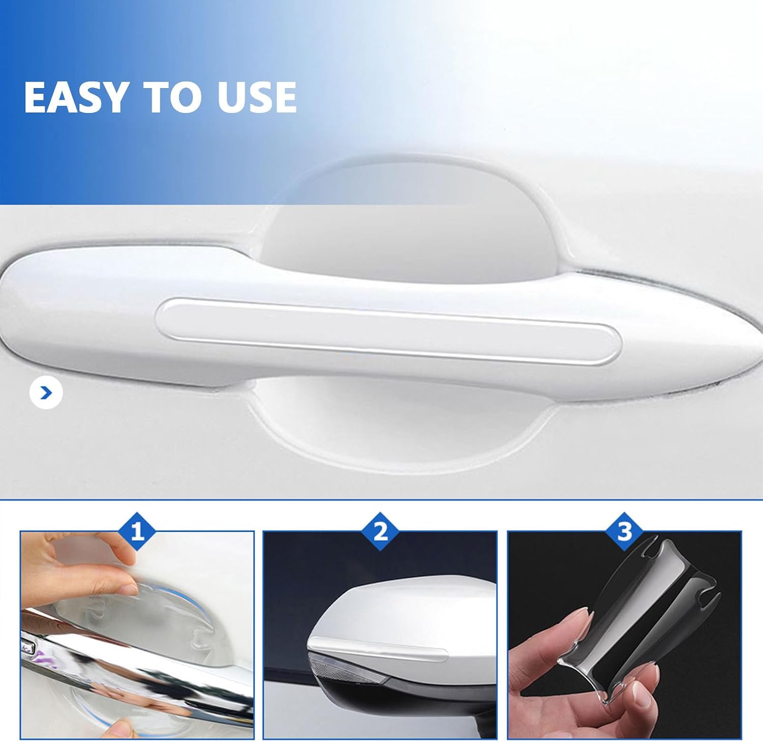8pcs Car Door Handle Protector Stickers with Door Bowl Anti-Scratch Film Self-Adhesive Protective Shield Paint Protection