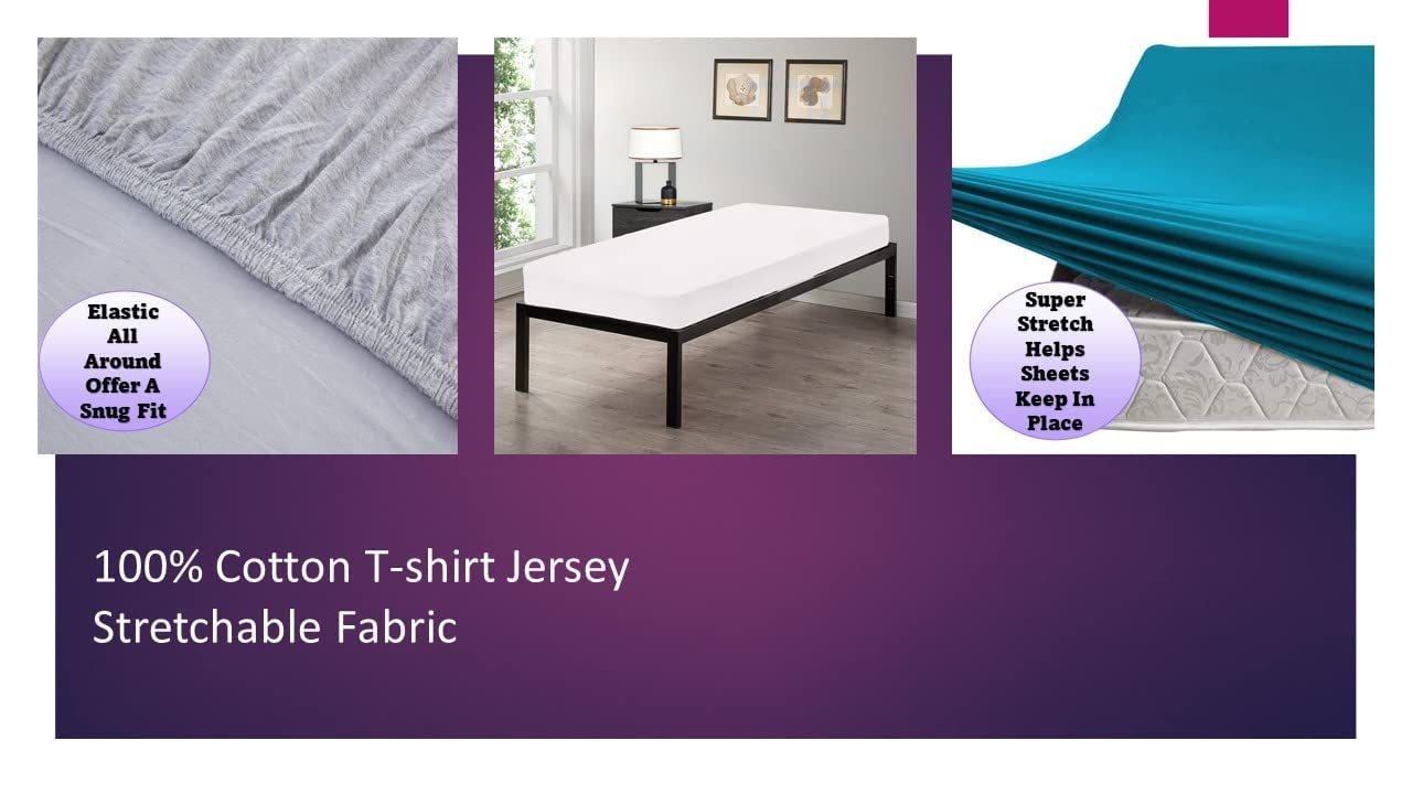 Gilbins Jersey Knit 3-Piece Cot Sheet Set - 30x75 Inch Camp Cot Sheets, 100% Cotton, No-Iron Soft Bedding (Purple)