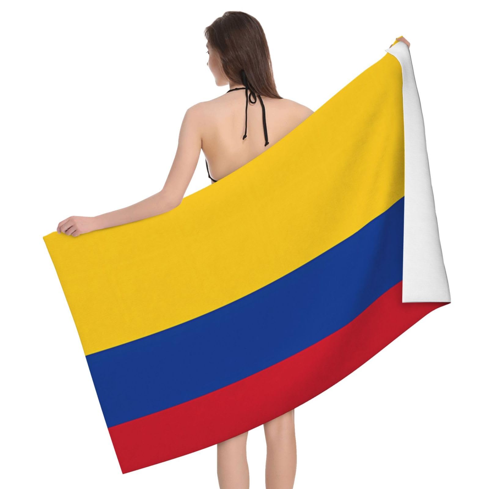 HLBSDM Microfiber Colombia Flag Beach Towel Quick Dry Soft Sand Free Beach Towels for Pool Swim Beach Lightweight Thin Towels