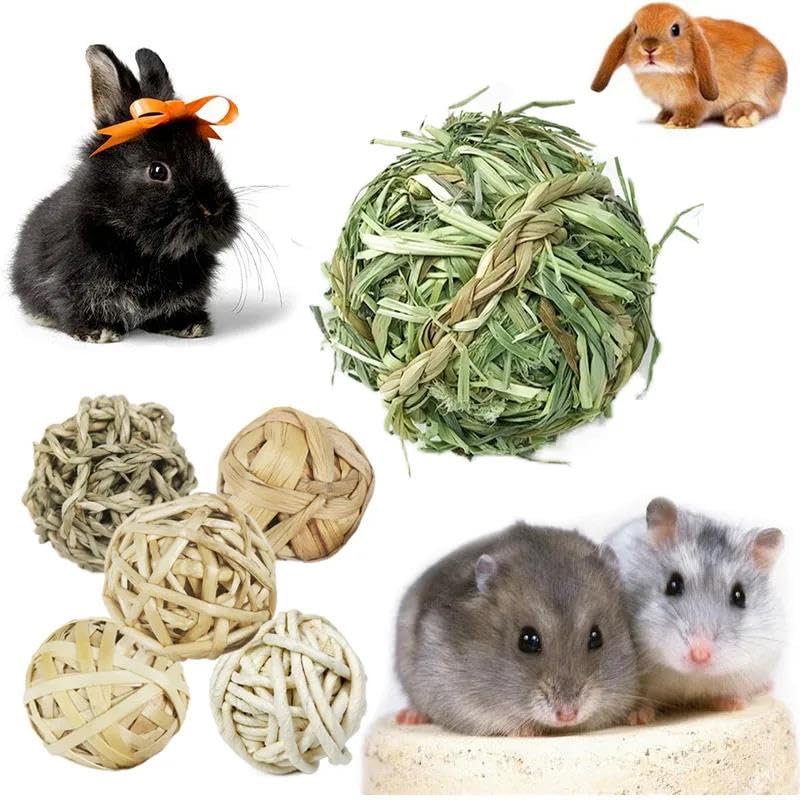 Juguete for hámster (4 Unidades, 7 cm), Bola Trenzada for Masticar, for Conejillos de Indias, Conejos, hámsters, pequeños Animales, Juguete Interactivo for, 010(9)