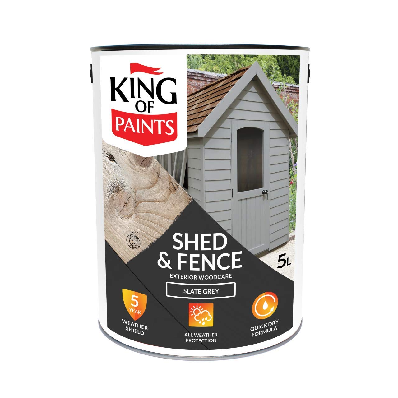 Buy Slate Grey Garden Shed and Fence Paint 5L king of Paints 5 Years