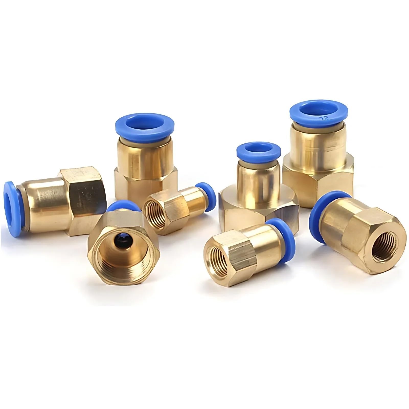 10/50PCS PCF Pneumatic Air Connector 4 6 8 10 12mm Hose Tube 1/8 3/8" 1/2" 1/4"(PCF12-04,100 PCS)