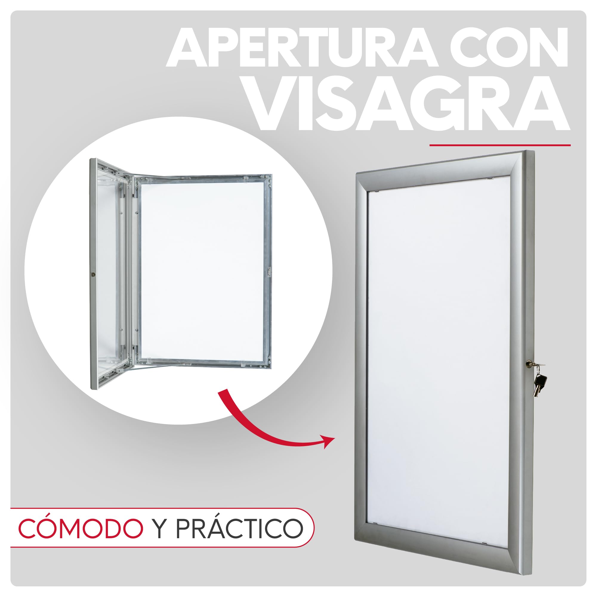Vitrina Universal para Gráficas de Formato A1 | Tablón de Anuncios con Cerradura | Panel Expositor de Pósters en Aluminio y Metacrilato | Para Oficinas, Restaurantes, Comunidades