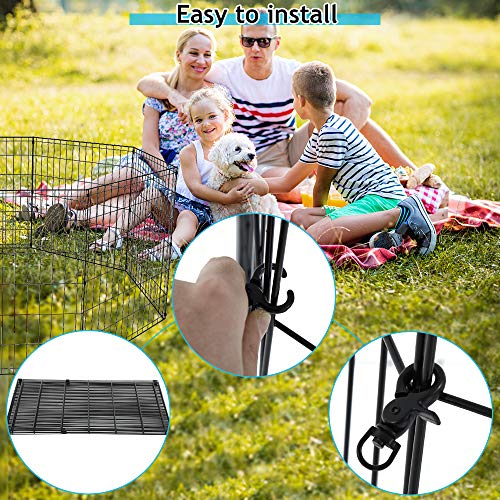 Pet Dog Playpen 8 Panel 24" Metal Portable Foldable Indoor Outdoor Cat Puppy Exercise Pen Animal Wire Yard Dog Fence Crate Kennel For Small Medium Large Dogs Black #TOP3