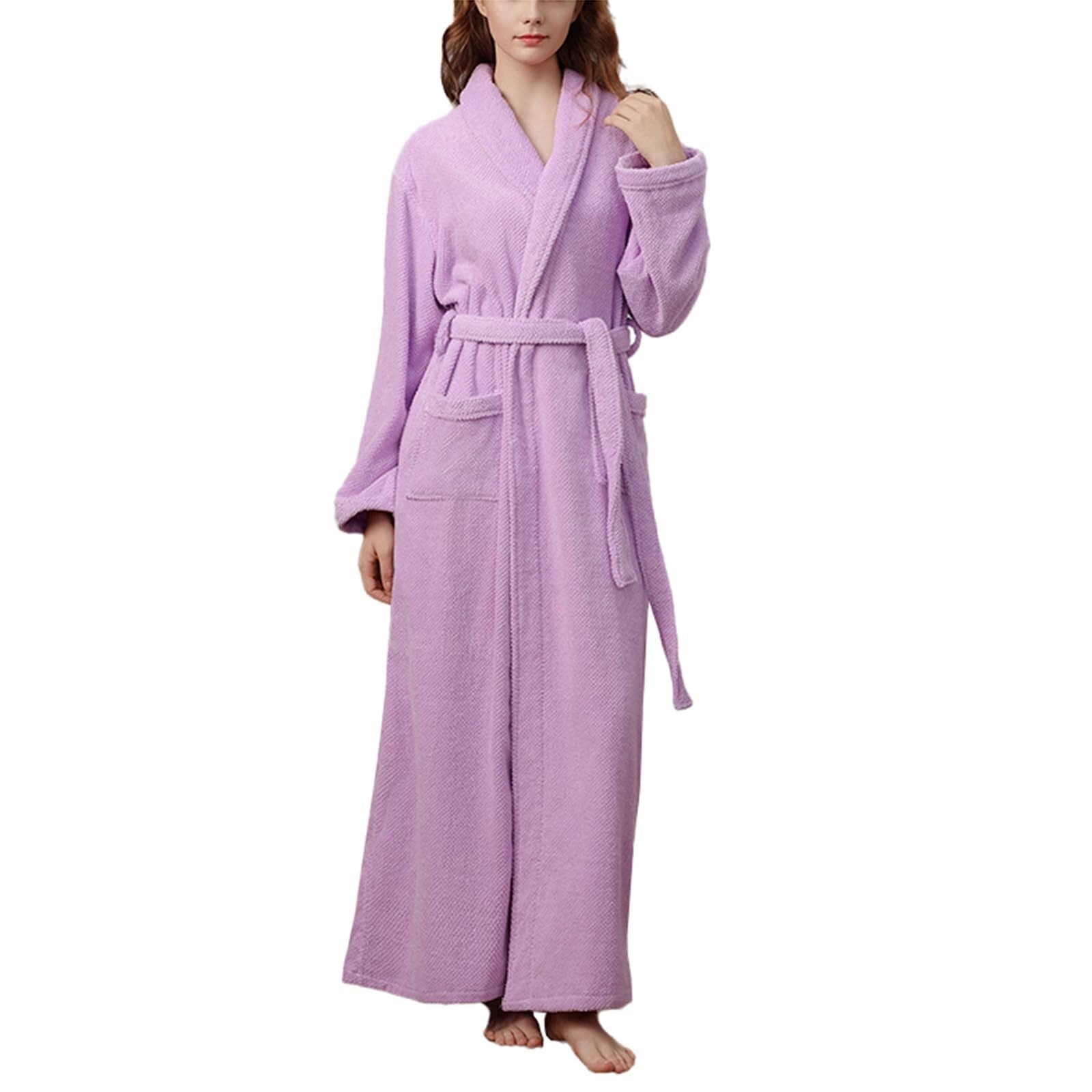 Albornoz suave de longitud completa for mujer, tela de rizo de algodón