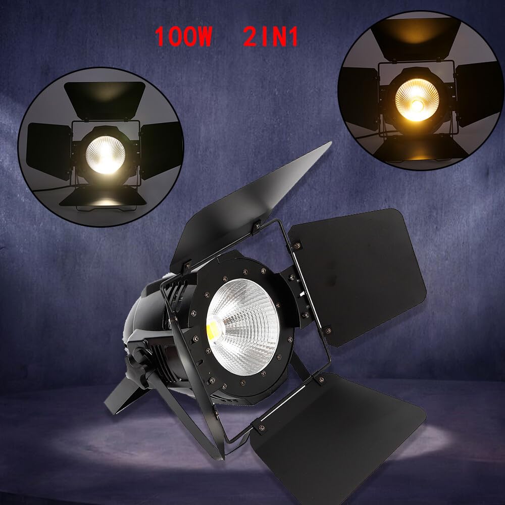 200 W COB LED luz de escenario, par de luces LED para escenarios, luz de escenario, luz blanca fría, DMX512 | 6 CH | 3200 K/6500 K, COB exterior, luz para fiestas, bodas, iglesia, drama