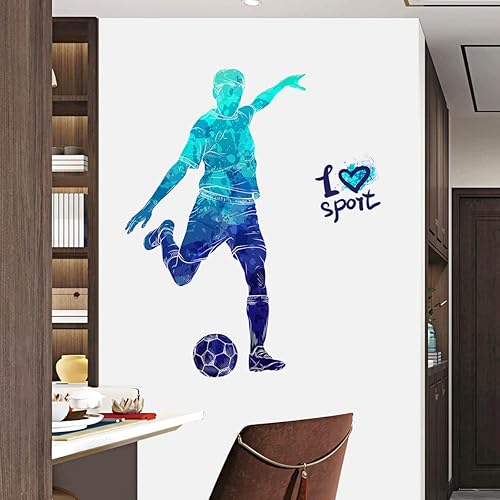 Miniatura 6 de WOYINIS Calcomanías de pared de jugadores de fútbol con diseño de salpicaduras, creativas y extraíbles, calcomanías de pared para despegar y pegar,