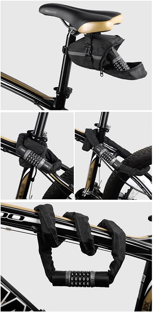 Long Chain Lock for Bike Anti-Theft Steel Password Code Motorcycle Lock Cycling Electric Bicycle Accoessories (Color : Black, Size : 1.45M) (Black 0.9M)