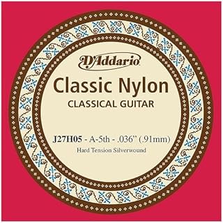 D'Addario Student Nylon Hard Tension Single Fifth String for Classical Guitar